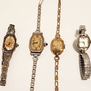 Lot of 4 Vintage Watches Ladies Caravelle Gruen Swiss Belgin